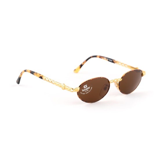 Boxer Vintage Oval Sunglasses, 90s Italian Matte Gold Tortoise