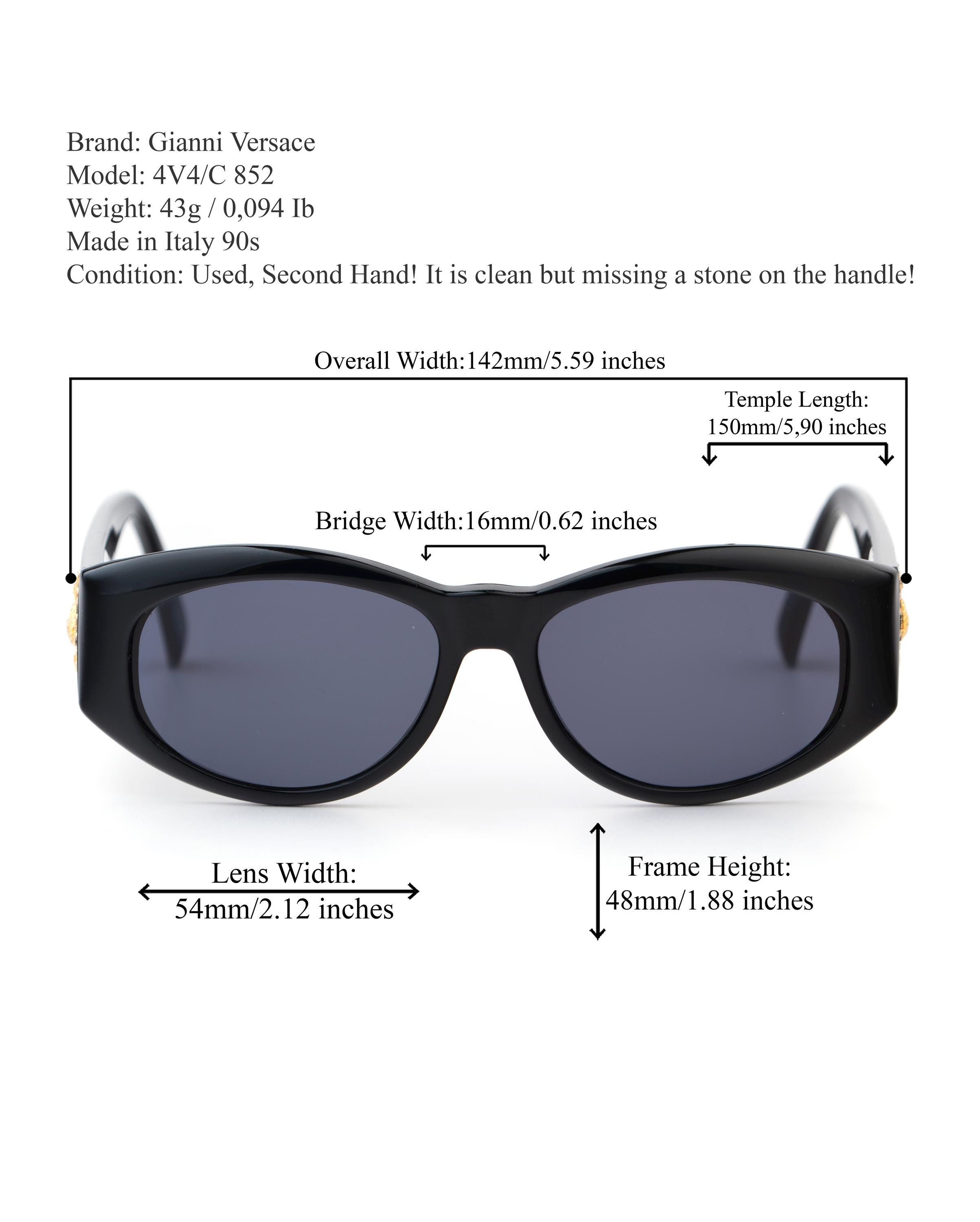 Gianni Versace 4V4 Vintage Sunglasses, Black Gothic Cross Detail
