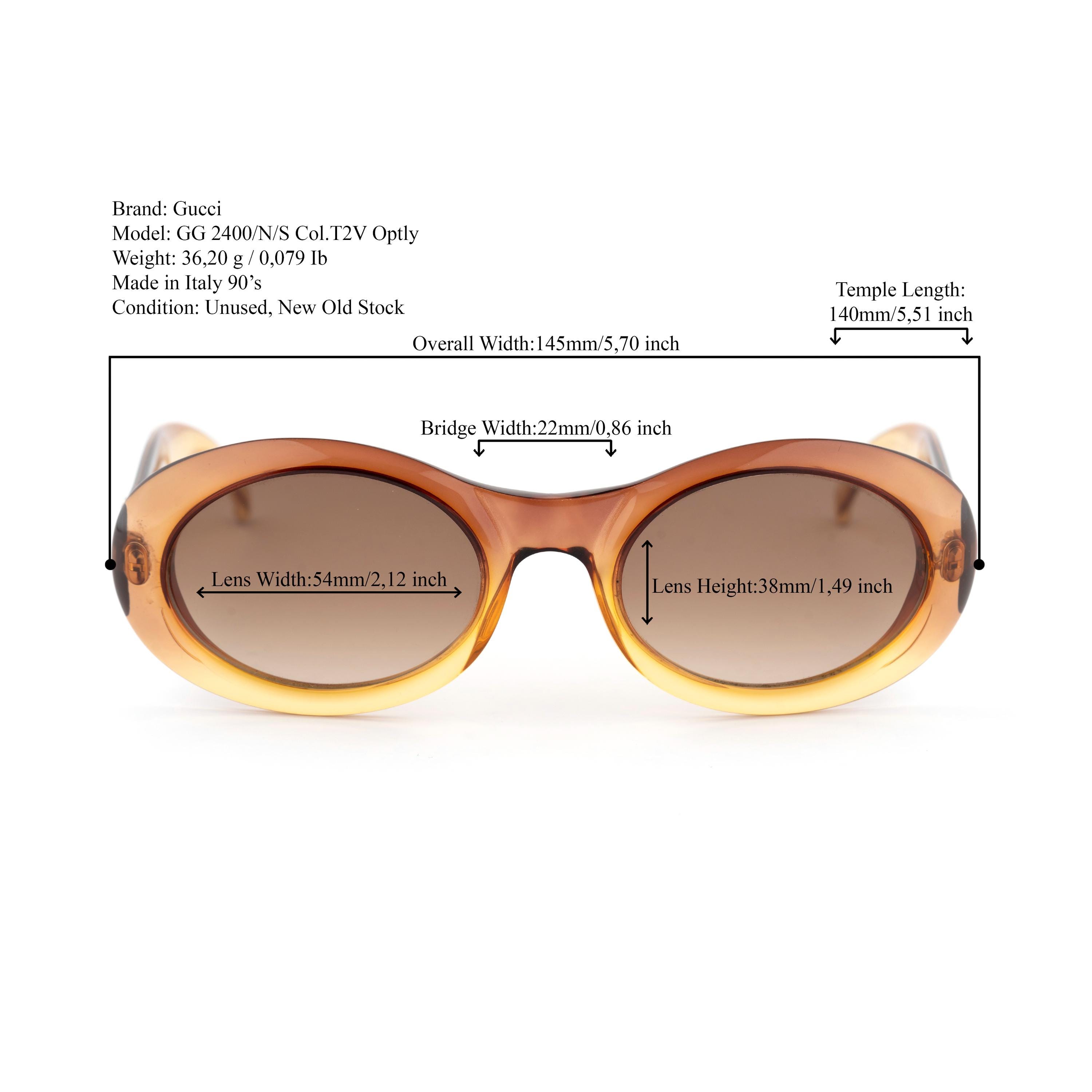 Gucci Oval Sunglasses, Vintage 90s Chunky Amber Frame, Wide  display picture 3
