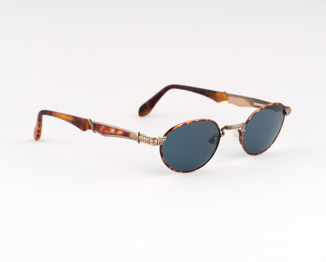 Lunettes De Soleil Vintage Club LA 8604 - Ovale, Havane, Métal Italie, Neuves
