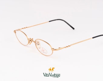 Yohji Yamamoto 51-7108 1 vintage steampunk eyeglasses, oval glasses with matte gold frames, 90s made in Japan, gifts for him, New Old Stock