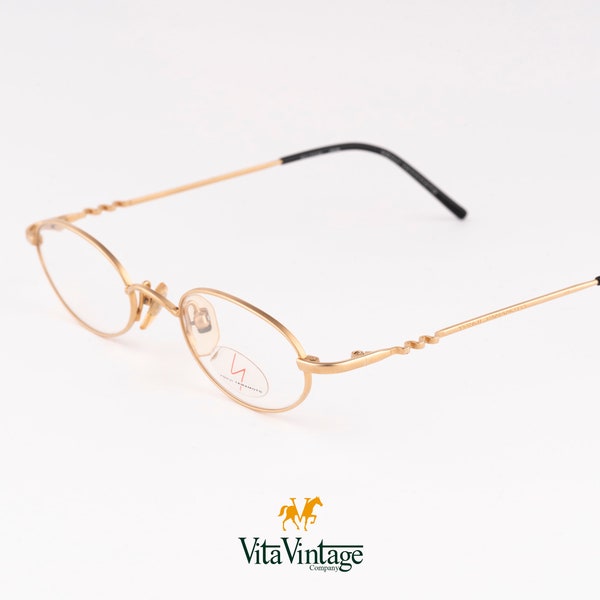Yohji Yamamoto 51-7108 1 vintage steampunk eyeglasses, oval glasses with matte gold frames, 90s made in Japan, gifts for him, New Old Stock