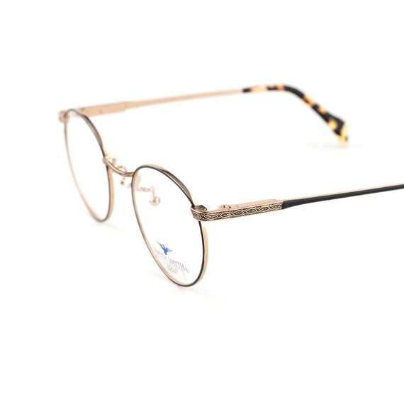 Extra Small Round Glasses, Engraved Gold Black Frame, Dakota  display picture 3