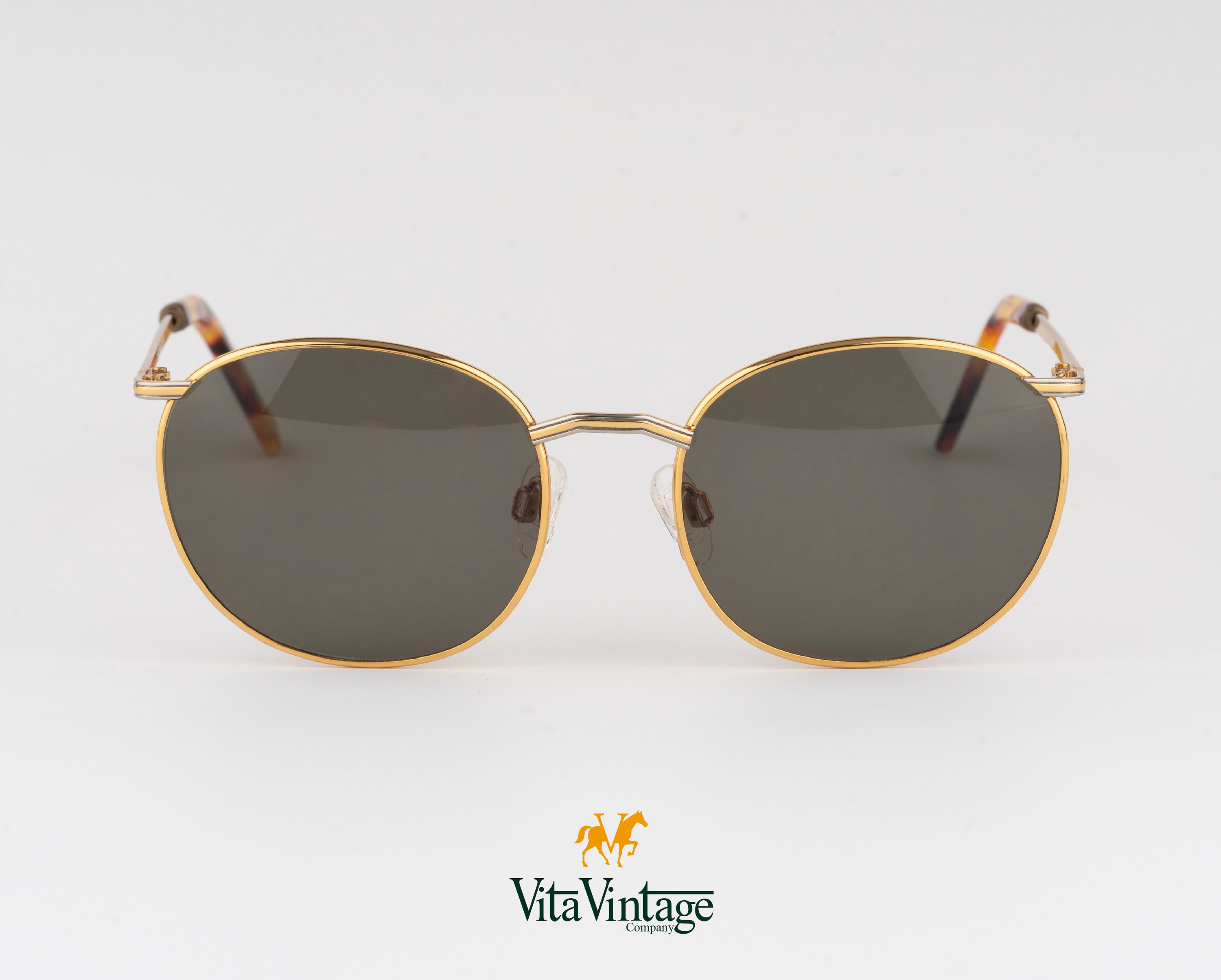 Gold Sunglasses, Enrique Loewe Knappe Dione 071 Sunglasses, Vintage 90s Gold Square Sunglasses Women & Men, NOS