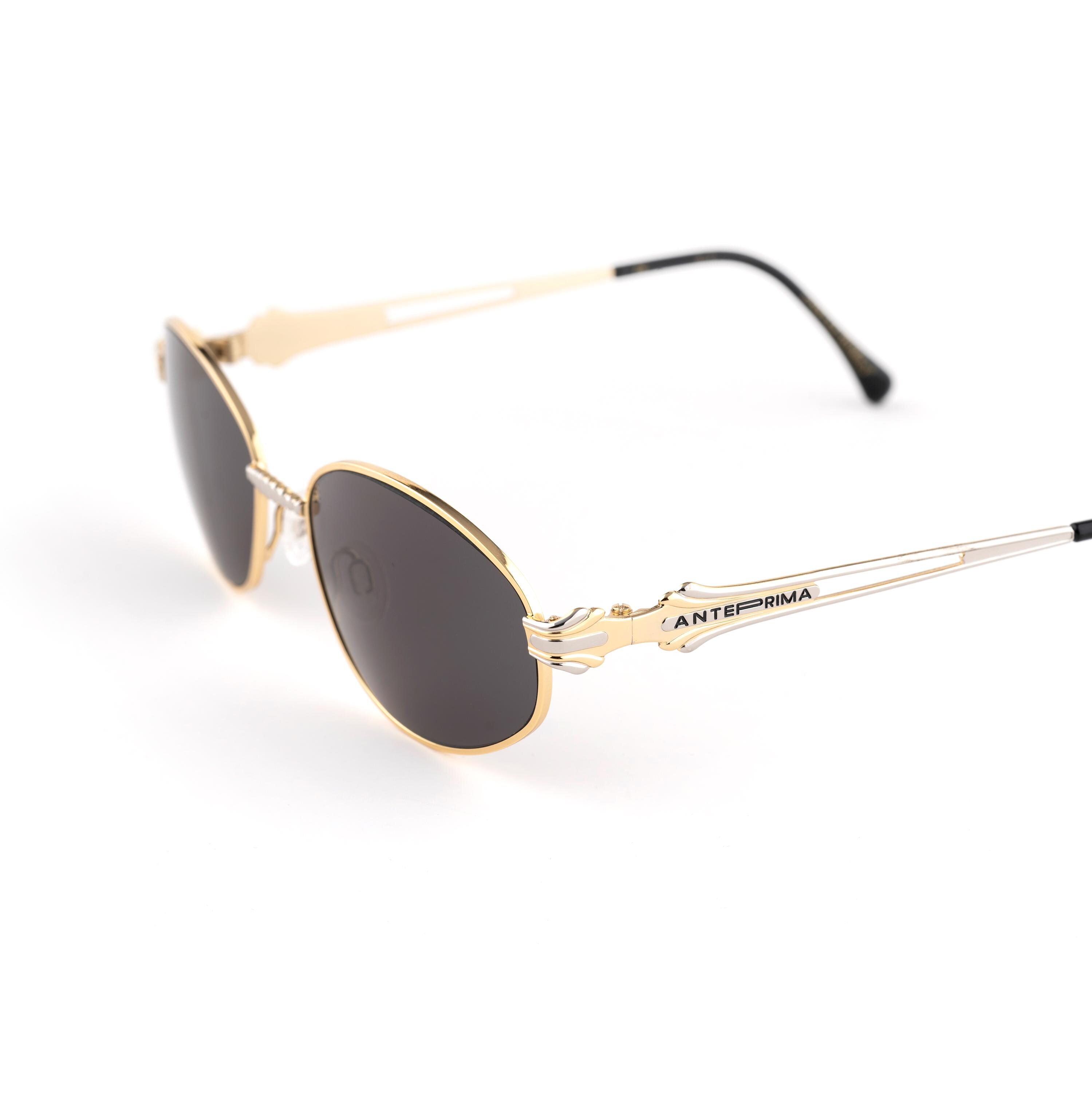 Anteprima Vintage Sunglasses, 90s Italian Gold Silver Oval Frame