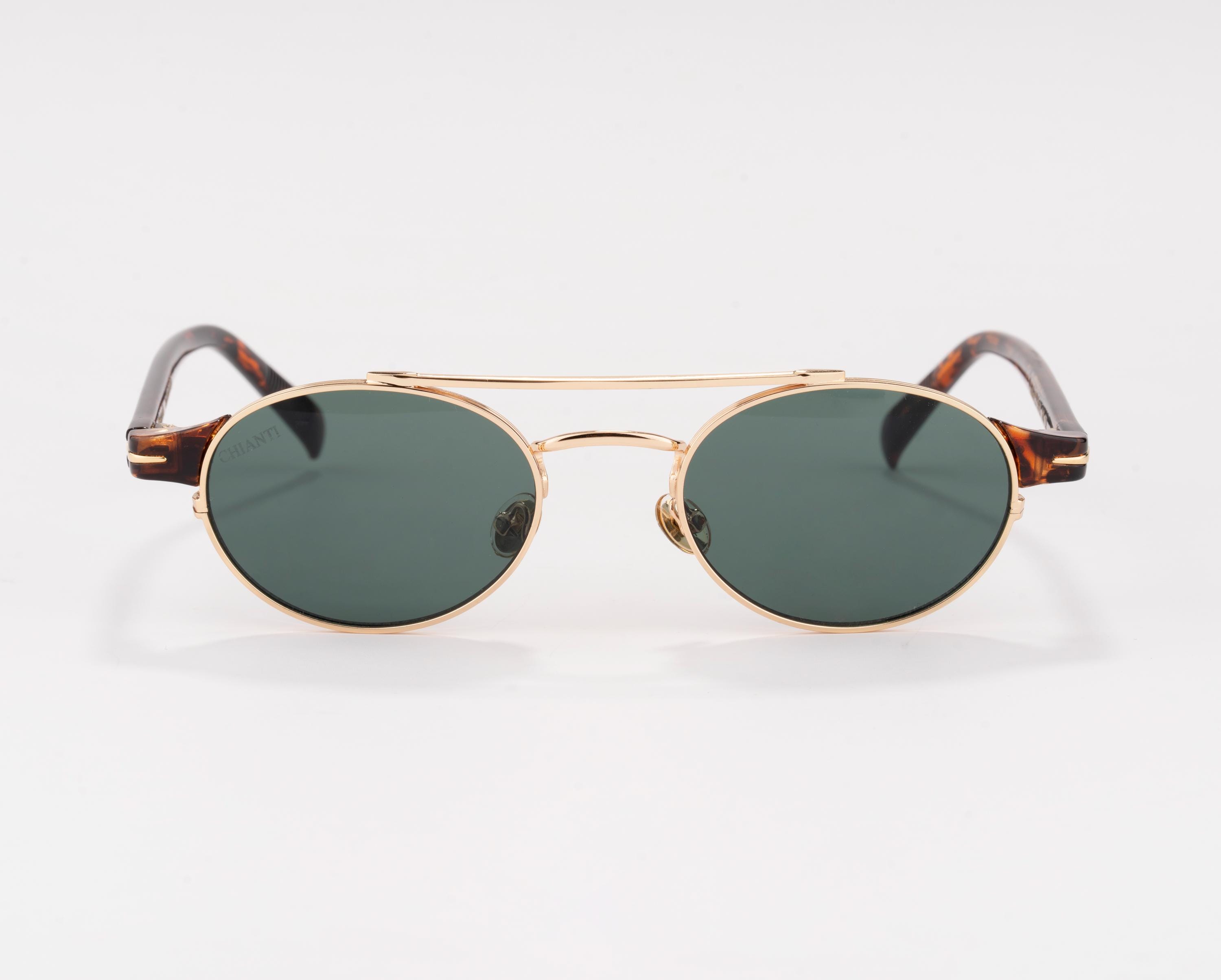 Gold Tortoise Oval Aviator, Chianti Occhiali Italy, Wide Fit 146mm