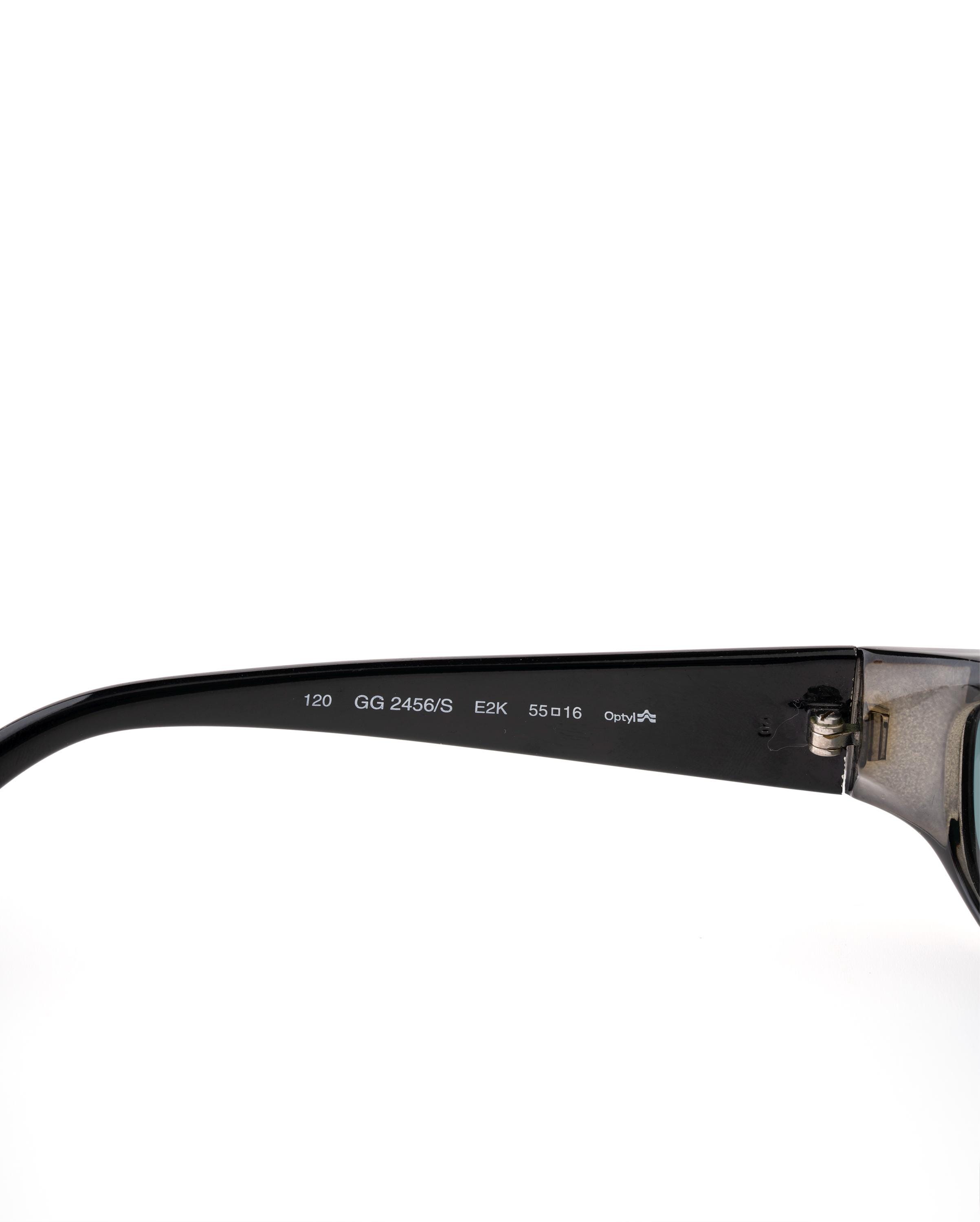 Gucci Sunglasses GG 2456, Smoke Clear Translucent, Blue Lens