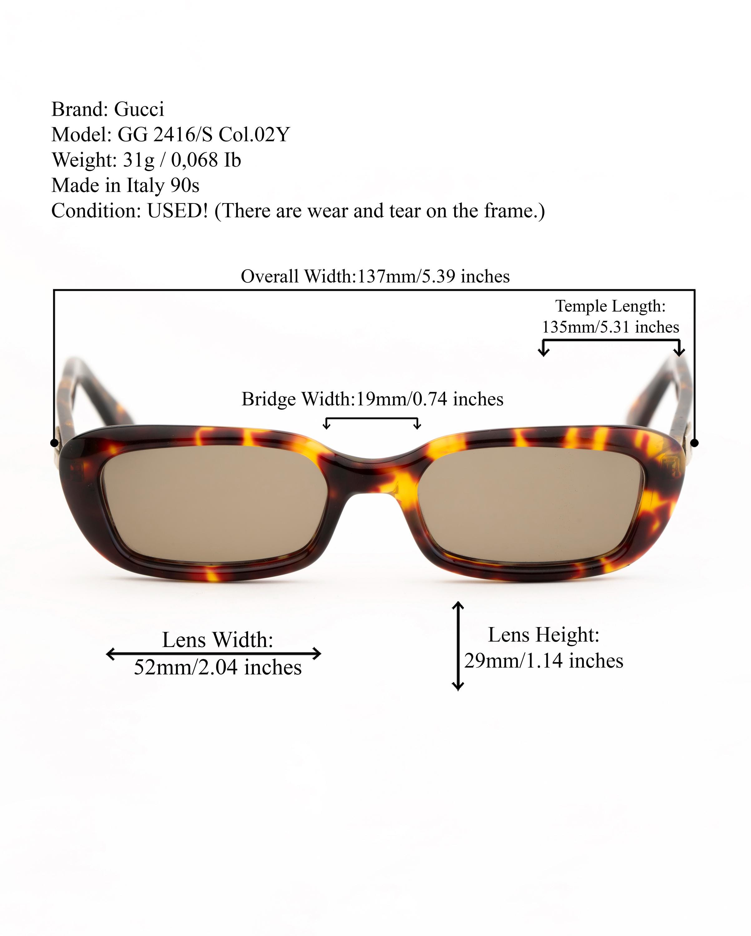 Gucci 90s Vintage Sunglasses GG 2416/S, Tortoiseshell Frame, Ultra