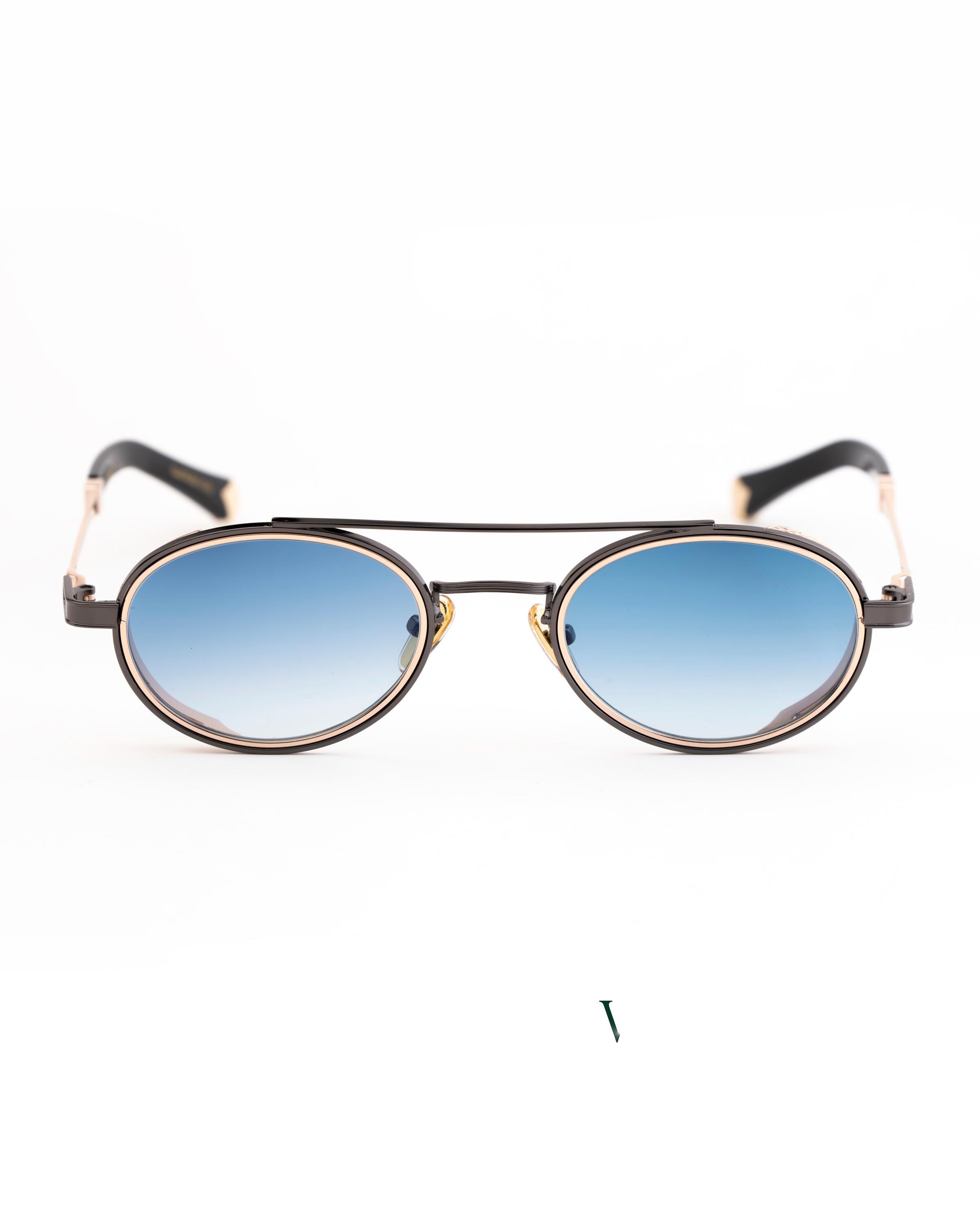 Steampunk Blue Gradient Sunglasses, Gold & Gray Industrial  display picture 3