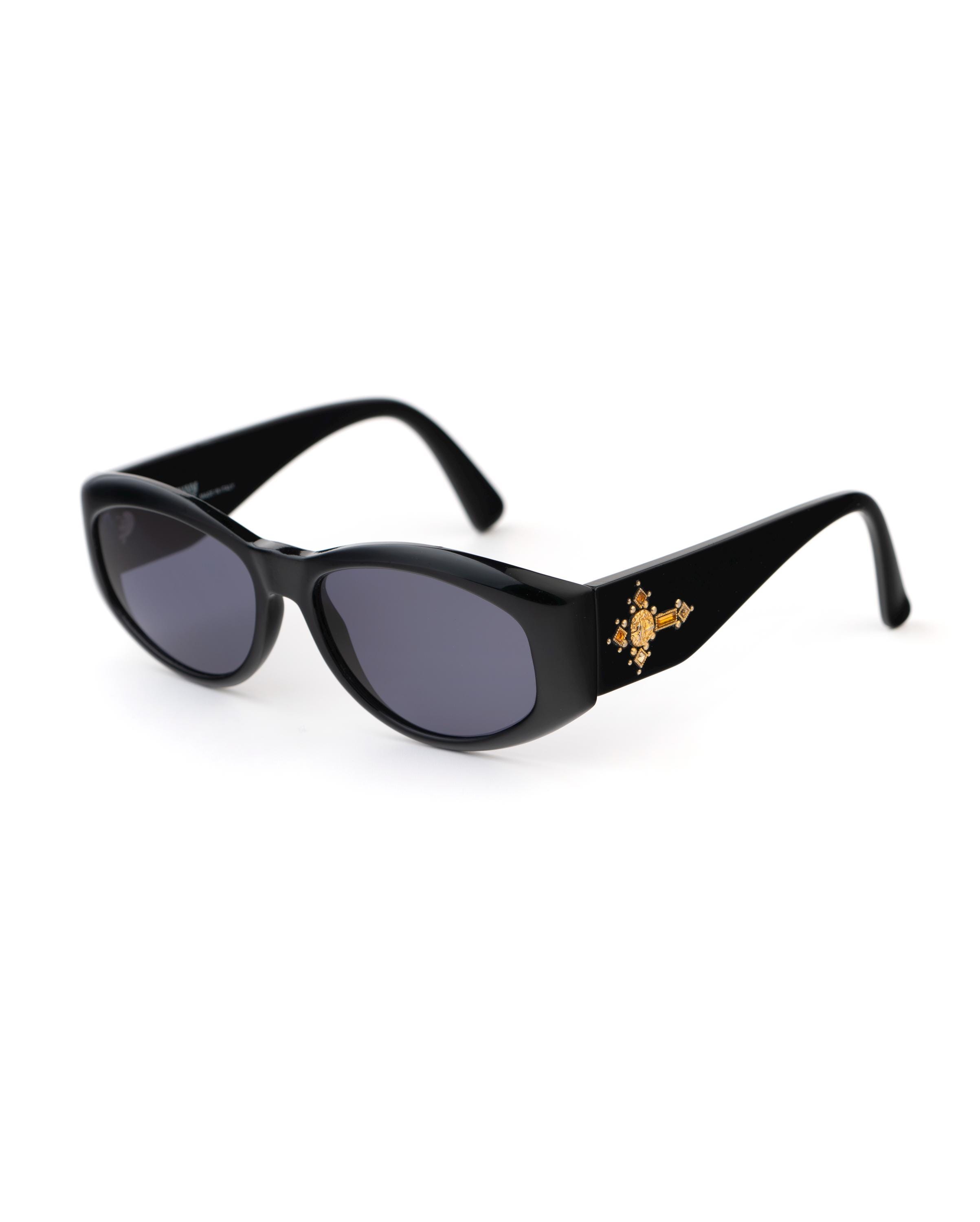 Gianni Versace 4V4 Vintage Sunglasses, Black Gothic Cross Detail