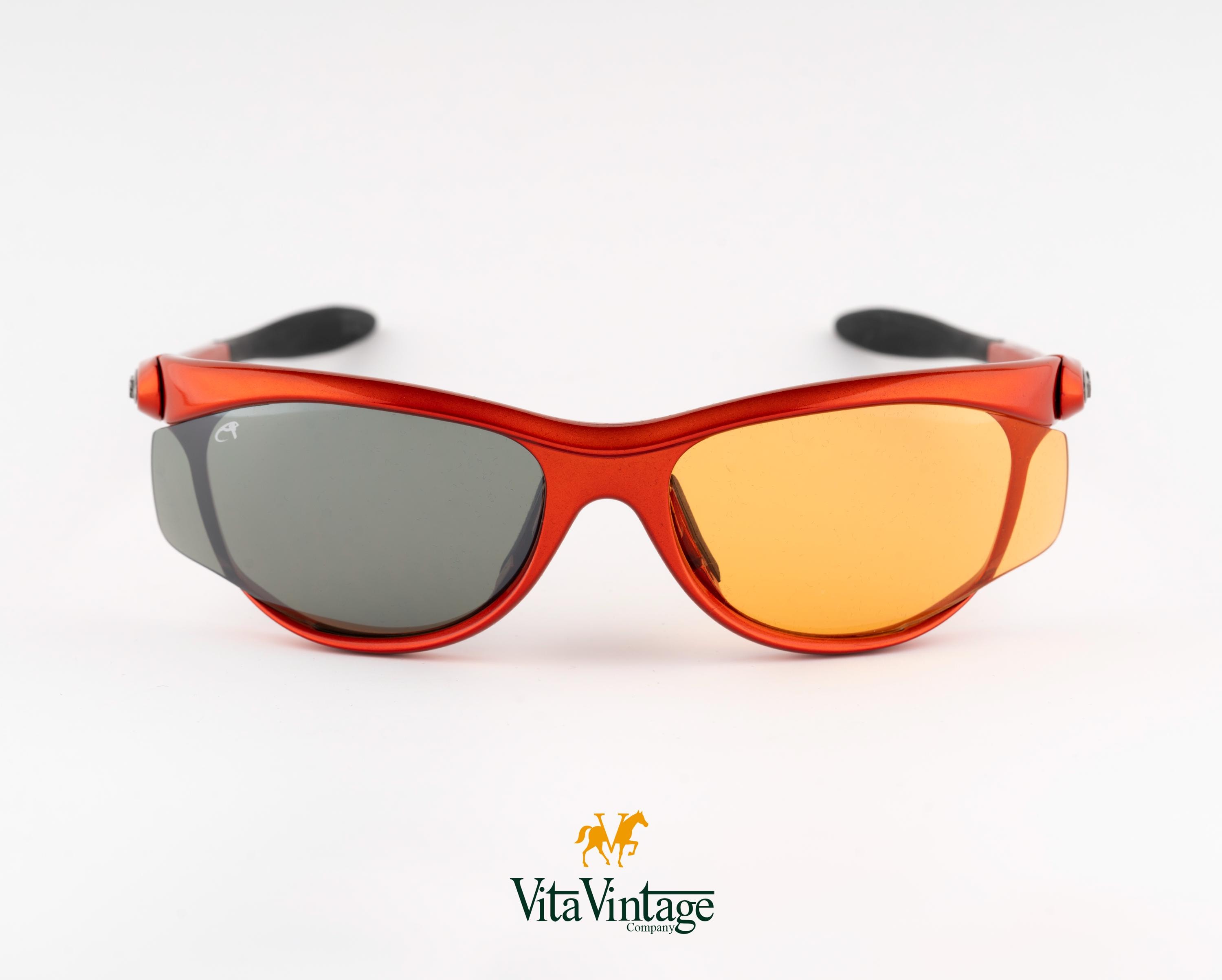 Weps Vintage Sunglasses: 2000s Sport Wrap Frames, Yellow Night Vision Lenses