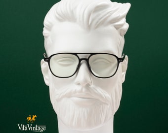 Lunettes de style aviateur Vita VV 1007 vintage, monture noire, verres bloquant la lumière bleue, lunettes pour hommes et femmes, cadeau pour elle, cadeau pour lui, artisanat