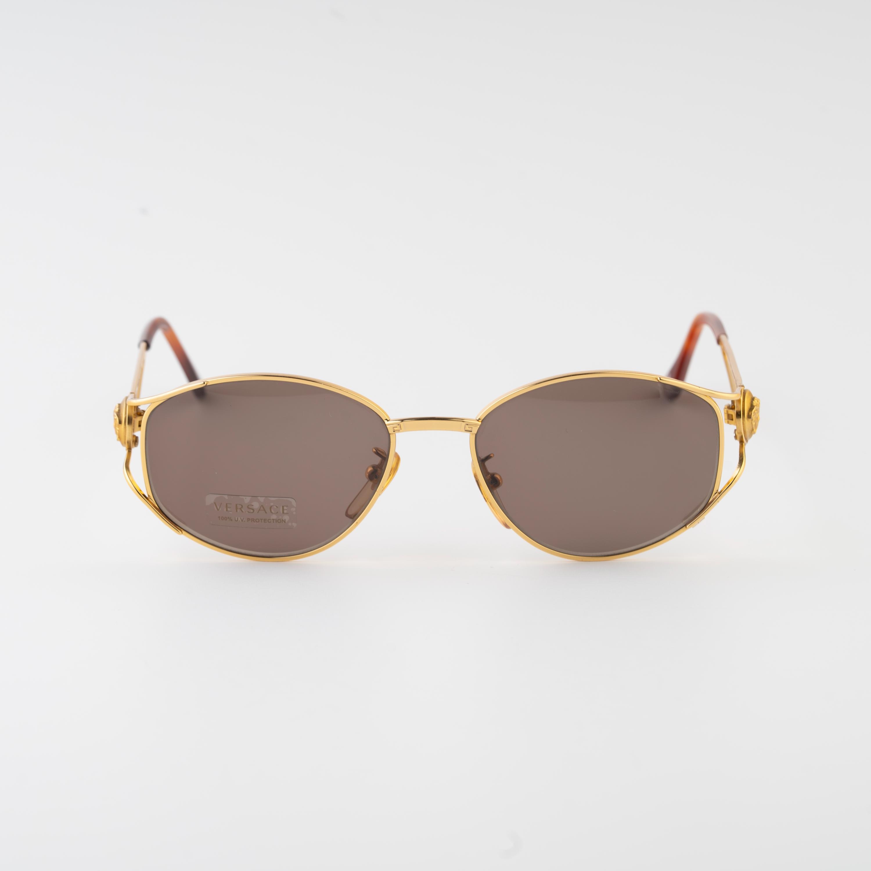 Gianni Versace Vintage 90s Sunglasses | Gold Medusa Logo Wire