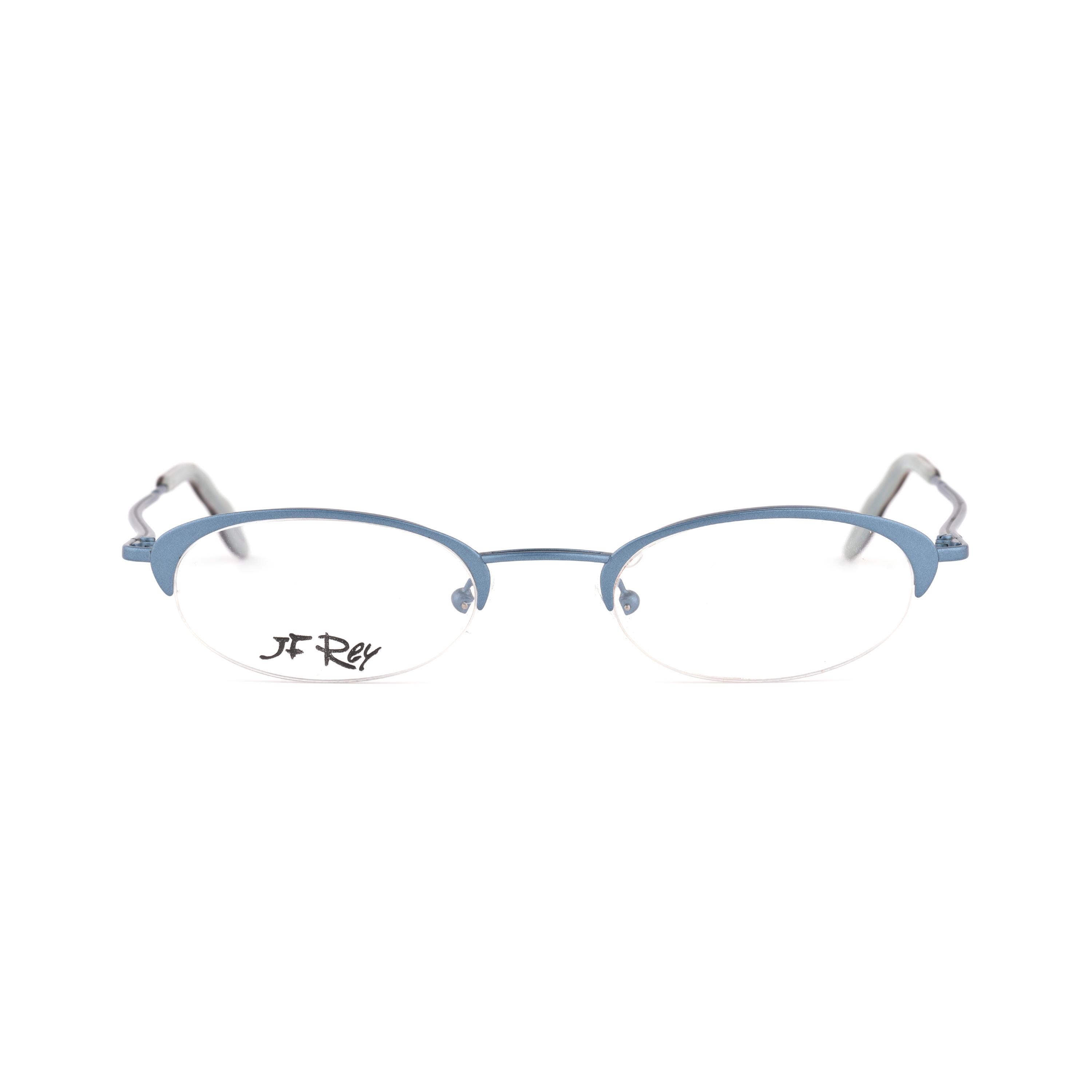 Blue Semi Rimless Glasses, Slim Oval Frame, Vintage Jean Francois