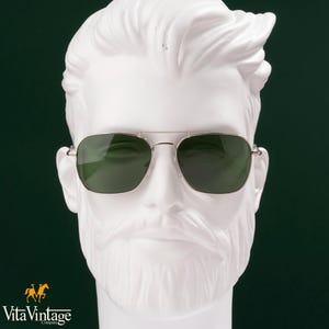 Silver Aviator Sunglasses: Retro Green Lens Pilot Frames