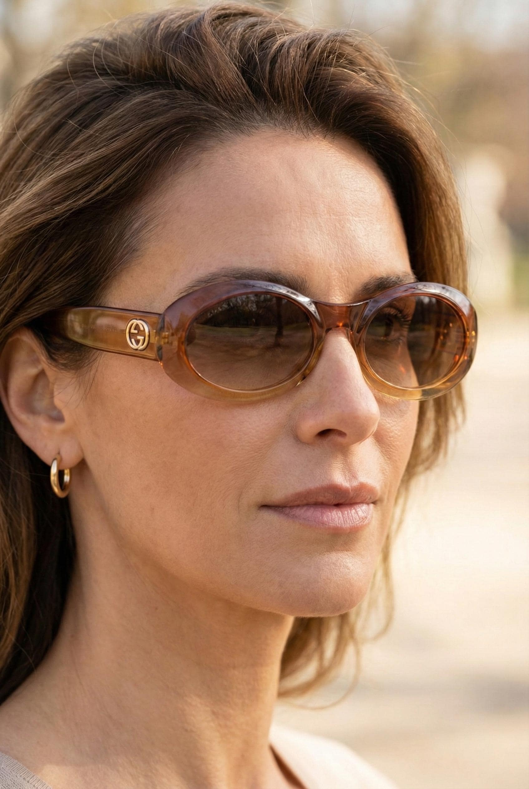 Gucci Sunglasses, Authentic. Brown/amber w gold. Gucci GG 1156S 9RB – Vintage Frames Company main image 4
