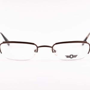 Lunettes de vue semi-sans monture Boz Boris 1 - Cadre de lecture rectangle marron vintage des années 90 pour homme - Neuf vieux stock