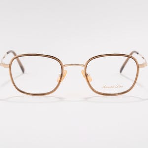 Titanium Double Rim Eyeglasses Acoustic Line AL 057 GP - 2000s Japanese Square Gold Frames Gift for Women and Mens - New Old Stock
