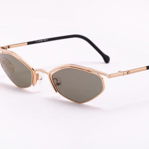 Vintage Hexagon Cat Eye Sunglasses - Eschenbach 4412 Gold Frames Gift for Women - Made in Germany - New Old Stock