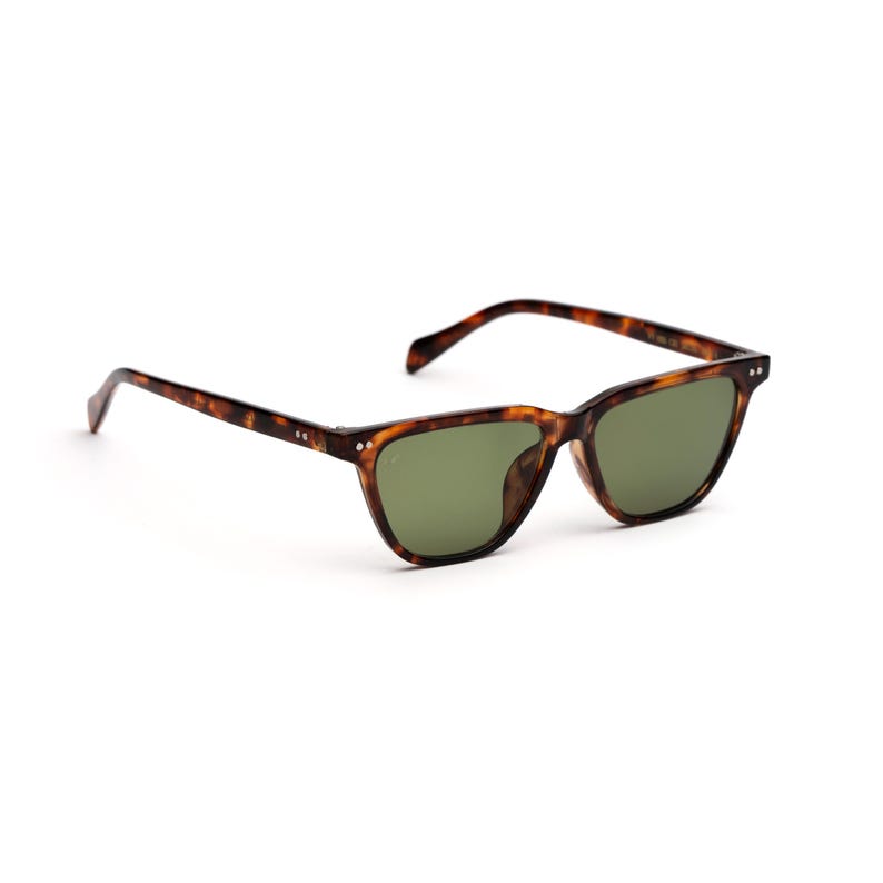 Sonnenbrille im Tortoise Wayfarer-Stil, grüne entspiegelte Linse, VLux Club Handcrafted, Standard Fit 140 mm, klassisches Acetat Bild 4