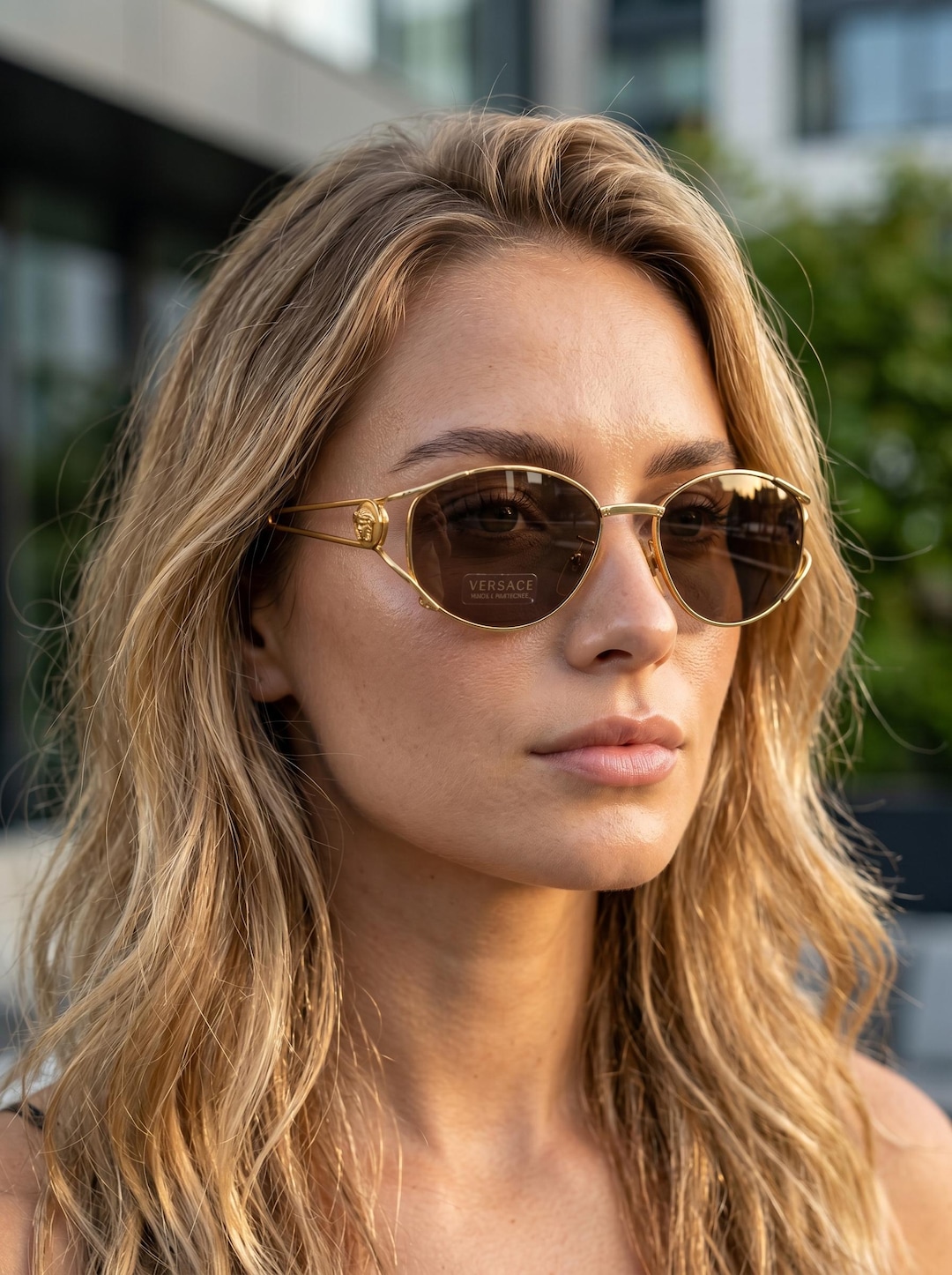 Gianni Versace Vintage 90s Sunglasses | Gold Medusa Logo Wire