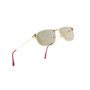 Vintage 23K Gold Plated Sunglasses, Square Navigator Aviator, 80s Two Tone Frame, Green Lens, Anne Marie Perris Italy, Luxury Men Gift image 7