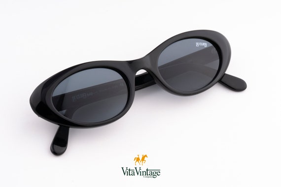 Vintage 90s black cat eye woman sunglasses, Le Cl… - image 6