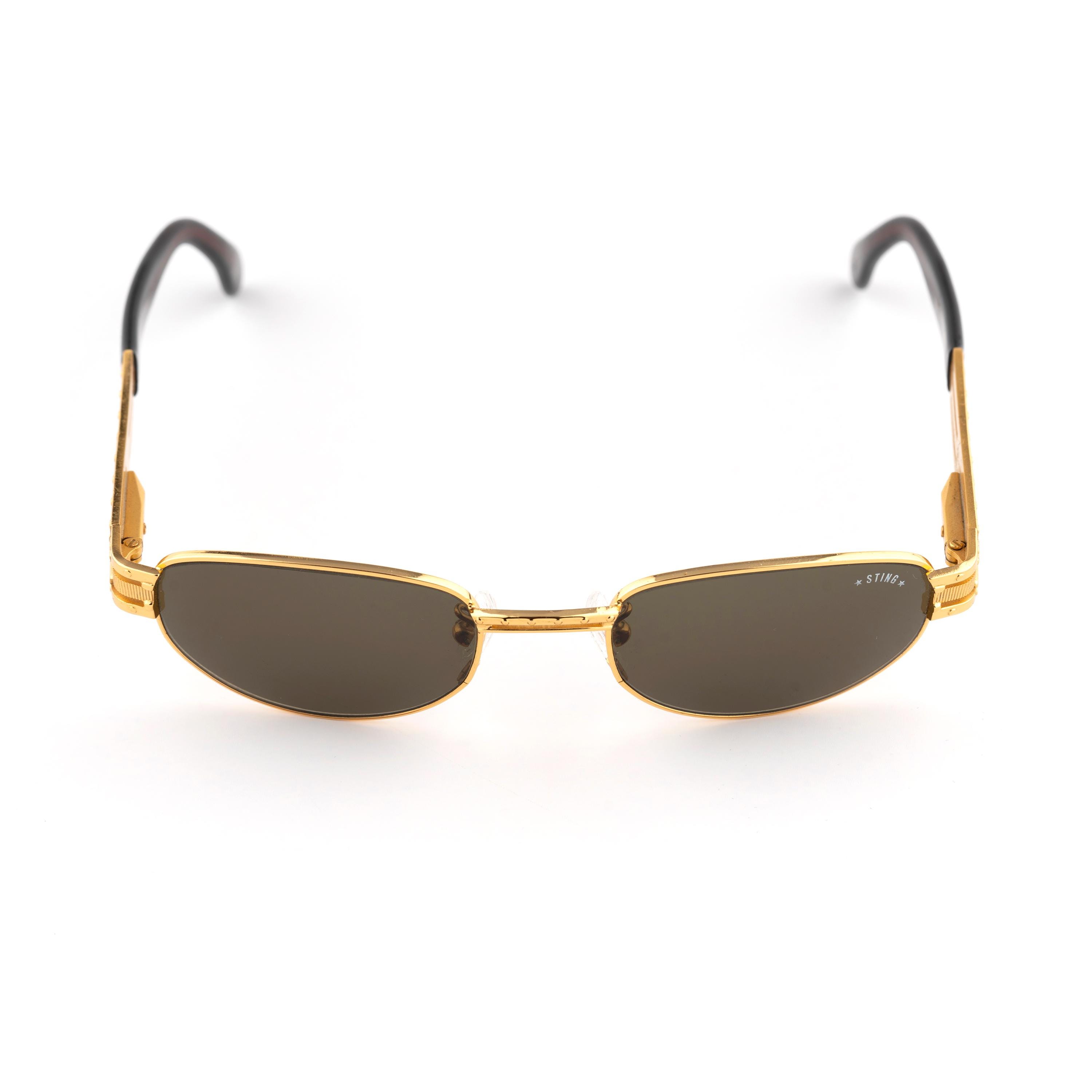 Sting Vintage 90s Sunglasses | Ornate Gold Oval Metal Frame Made