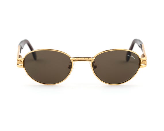 Vintage 90s/ Y2K Gold  Brown Tint Oval Sunglasses Y2K Rimless Oval Sunglasses, Retro 90s Style Gold... From  main image 3