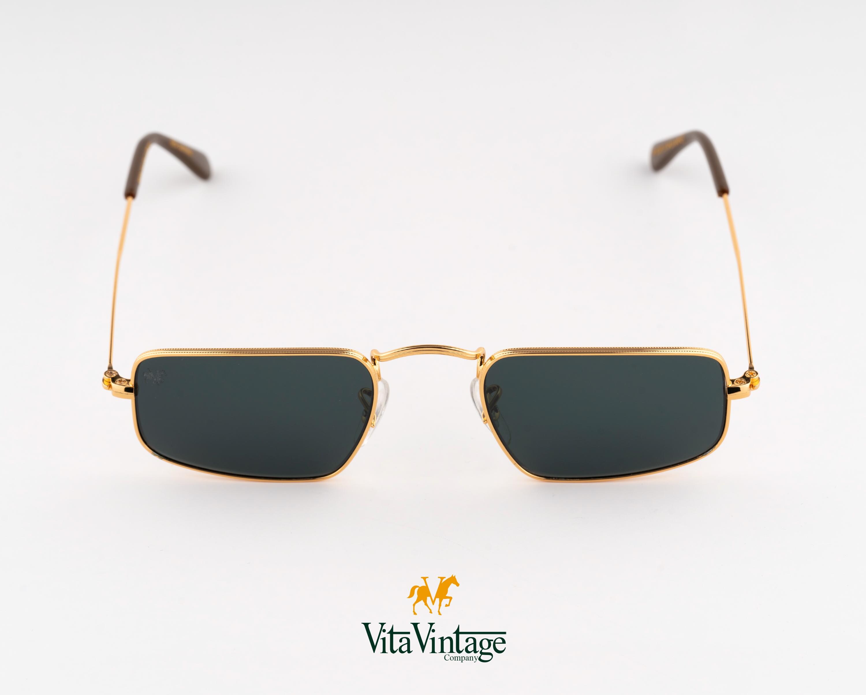Gold Sunglasses Hard Lenses - Vita Vintage 1020 C2 - Small