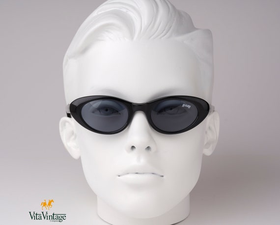 Vintage 90s black cat eye woman sunglasses, Le Cl… - image 1