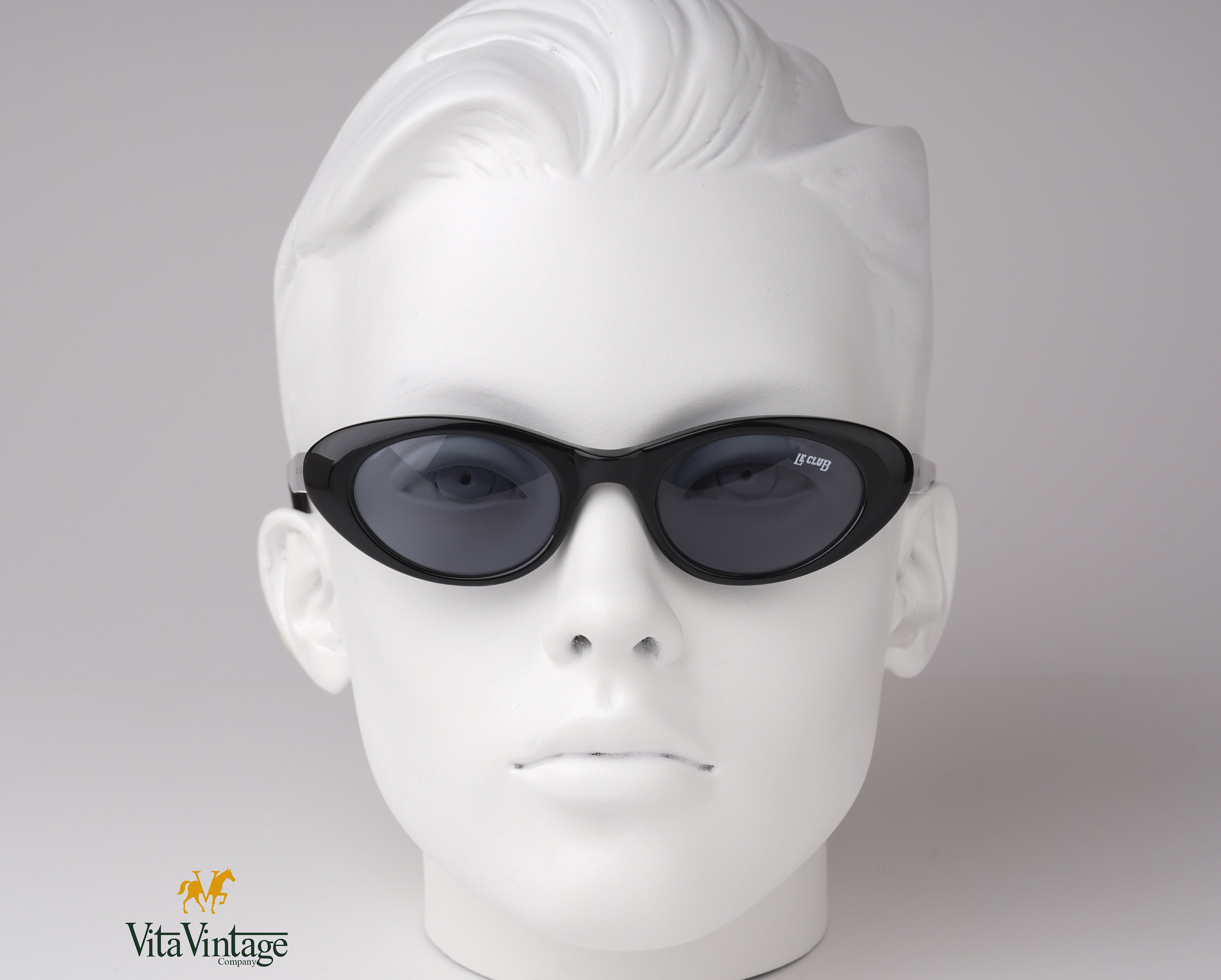 Vintage Black Cat Eye Sunglasses: Le Club 2032, Made in Italy