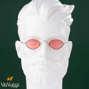 90s Micro Sunglasses: Pink Lens Black Hexagon Frame, New Old Stock