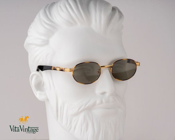 Sting 4089 sunglasses, 90s gold oval tortoise wom… - image 4