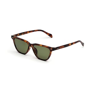 Sonnenbrille im Tortoise Wayfarer-Stil, grüne entspiegelte Linse, VLux Club Handcrafted, Standard Fit 140 mm, klassisches Acetat Bild 3