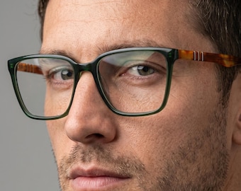 Groene Vierkante Bril Schildpad Flexibele Tempels Dikke Acetaat Retro Brillen Handgemaakte Italië Optische Frame Mannen Vrouwen VLux ZH1802