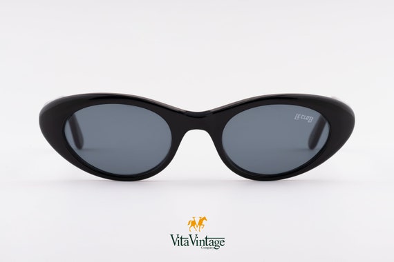 Vintage 90s black cat eye woman sunglasses, Le Cl… - image 3