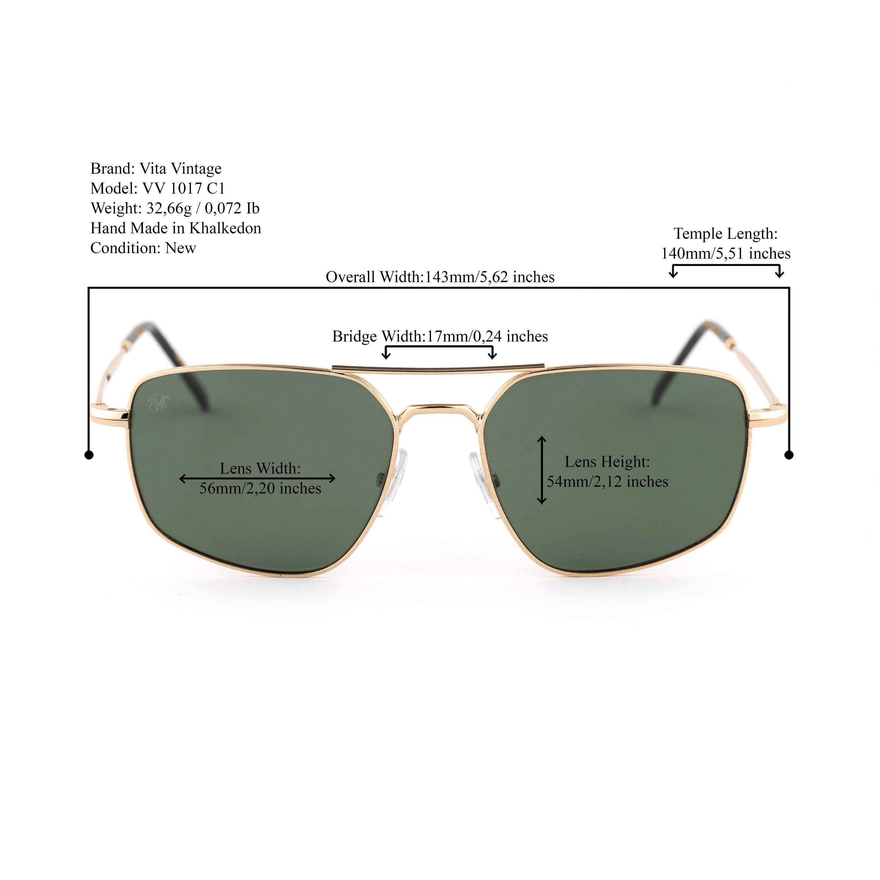 Gold Square Aviator Sunglasses, Vlux Club Handmade VV 1017  display picture 2