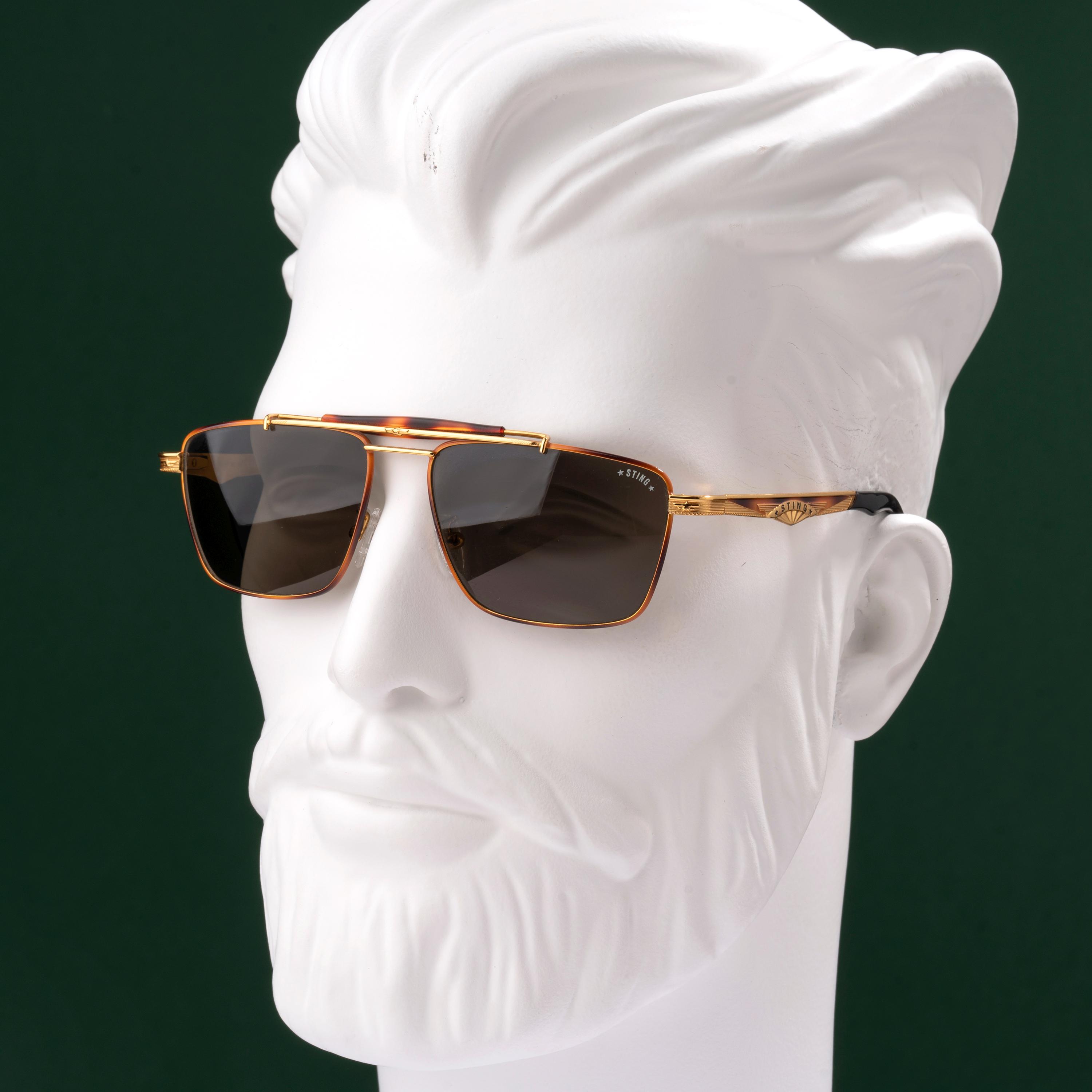 Sting Vintage 90s Navigator Sunglasses | Gold & Tortoise Metal