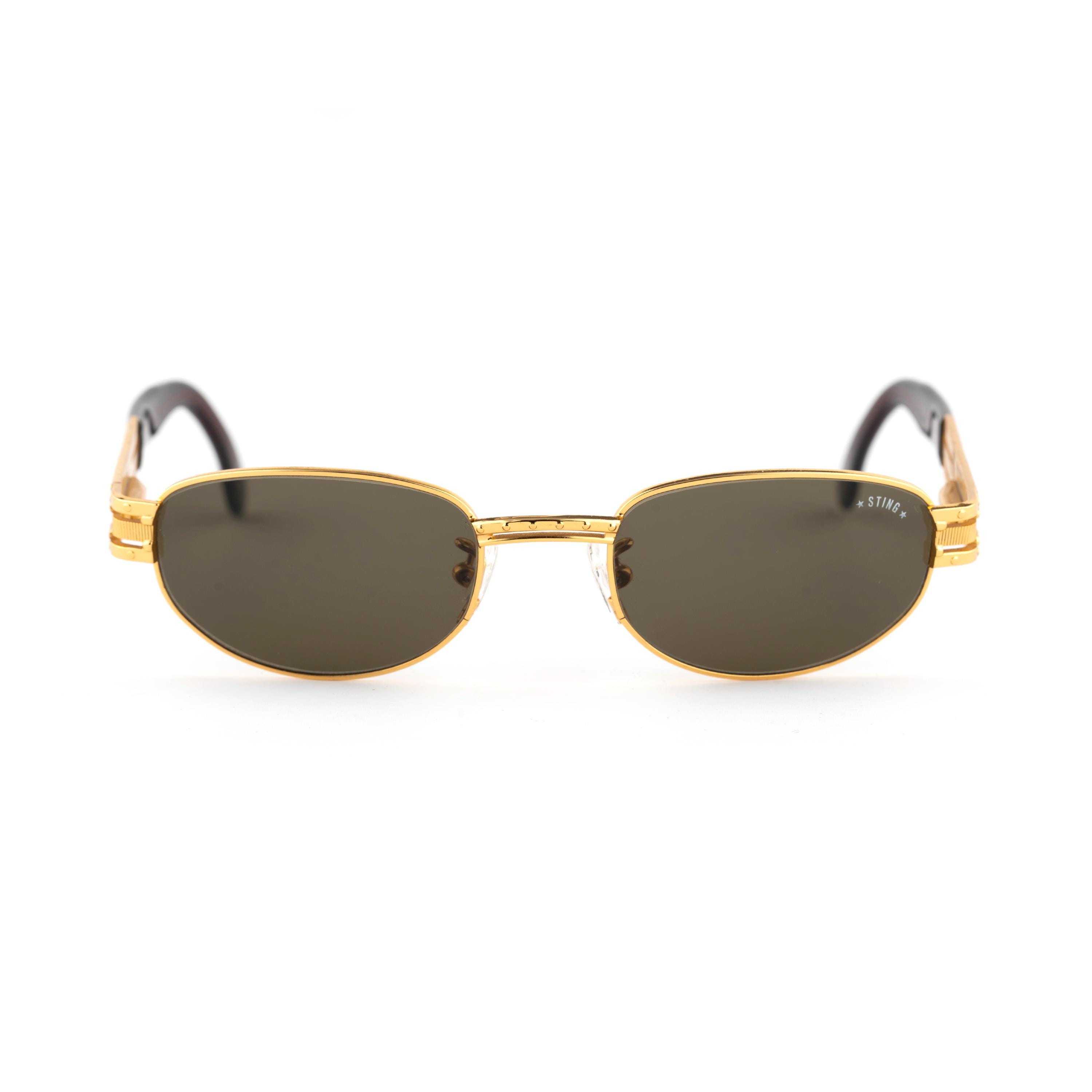 Sting Vintage 90s Sunglasses | Ornate Gold Oval Metal Frame Made