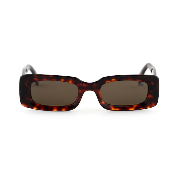 Chunky Tortoise Rectangle Sunglasses, 90s Y2K Vintage Italy  display picture 3