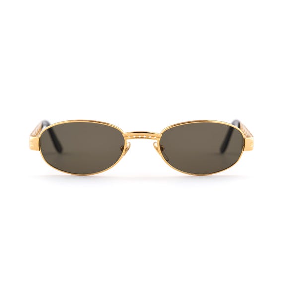 Gold Oval Sunglasses, Steampunk Green Lens, Le Club 90s  display picture 2