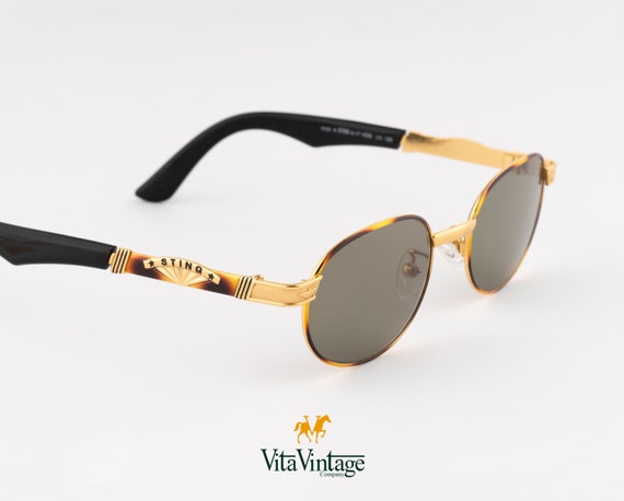 Sting 4089 sunglasses, 90s gold oval tortoise wom… - image 1
