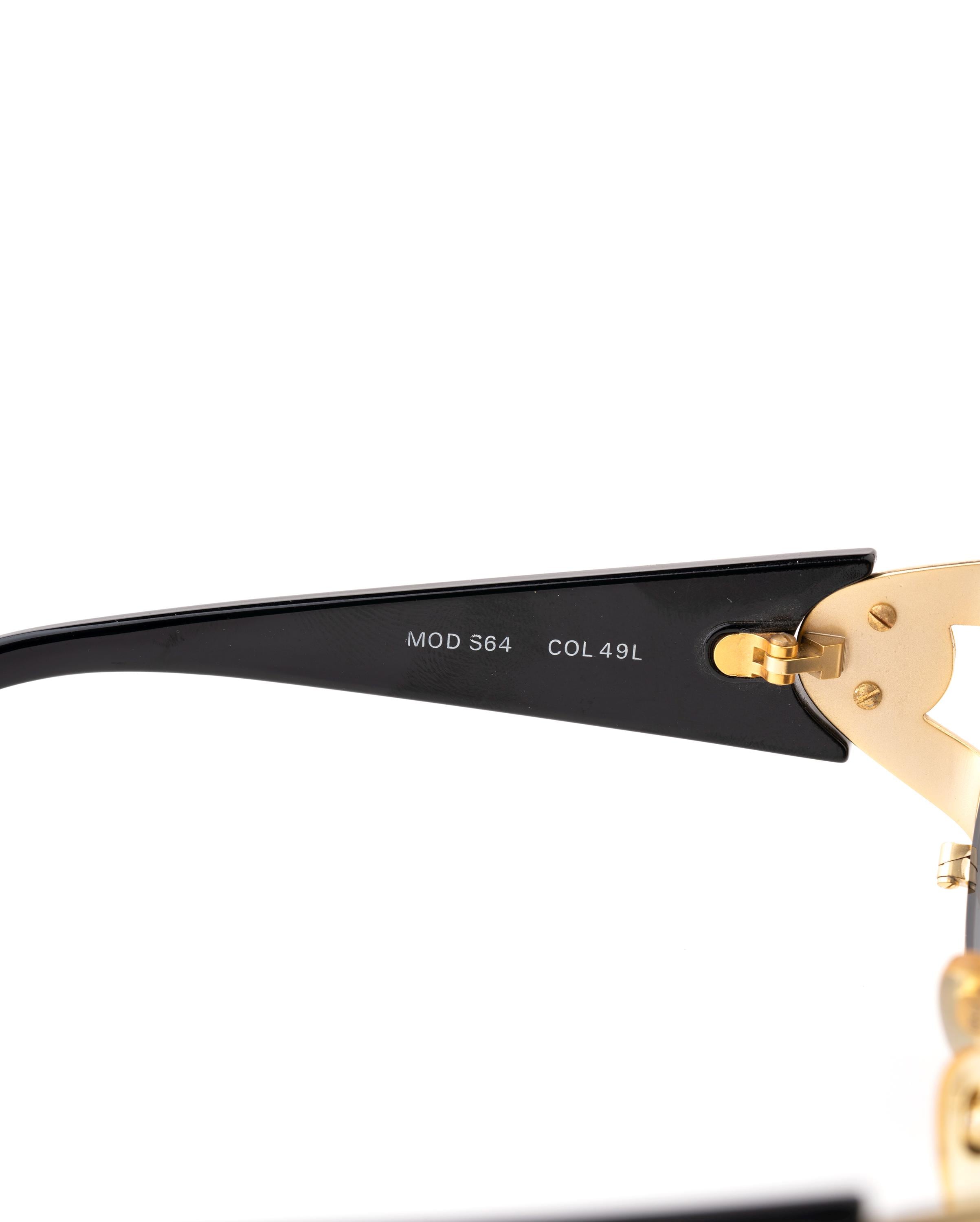 Gianni Versace S64 Iconic Sunglasses, Gold Medusa Medallion, 90s