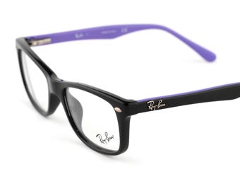 Ray-Ban RB 5228 Vintage, stile Wayfarer rettangolare, interno nero viola, realizzati in Italia, occhiali da vista di piccole dimensioni, NOS
