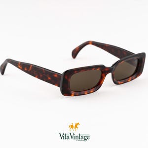 90s Vintage Tortoise Rectangle Sunglasses - Made in Italy