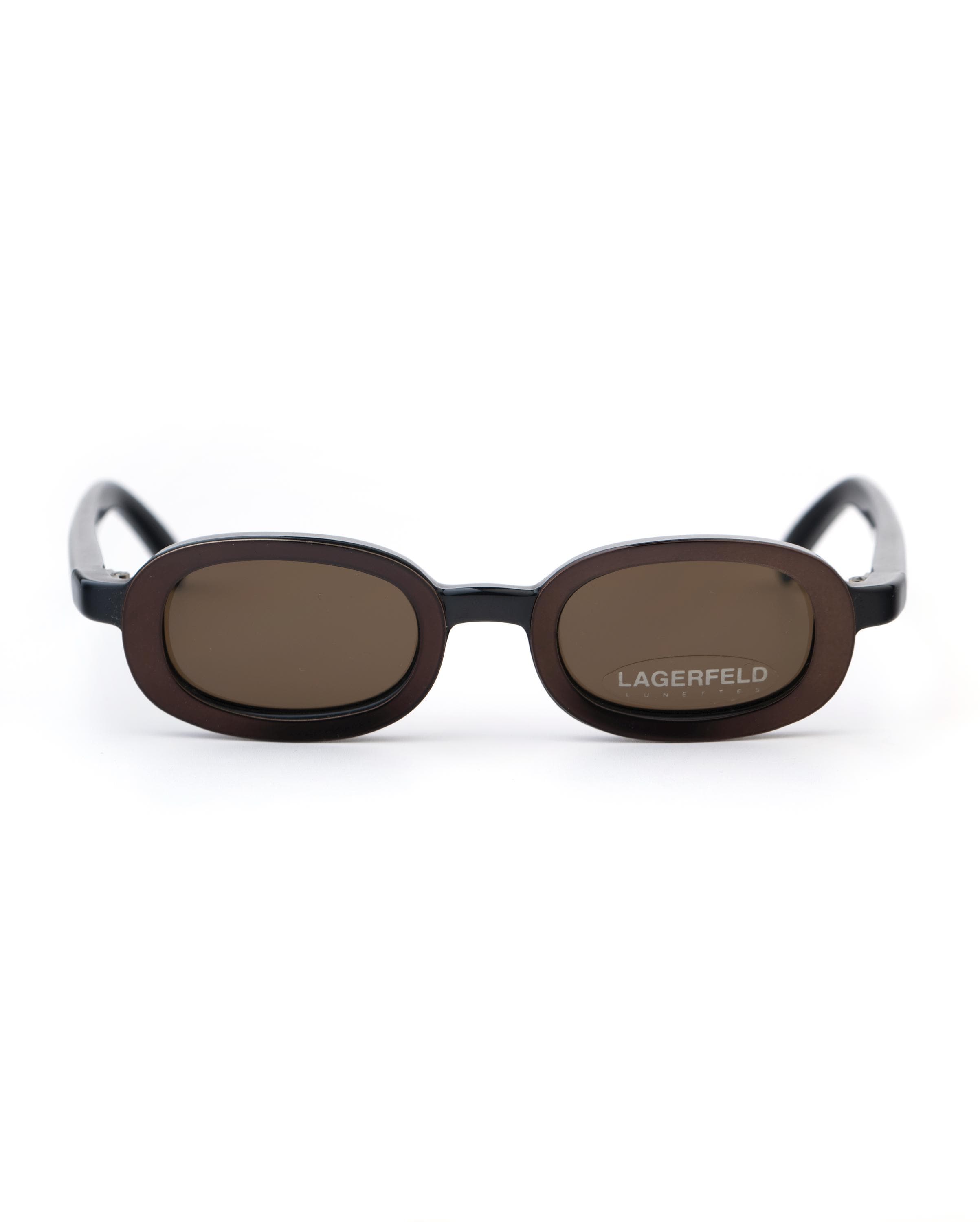 Lagerfeld 4149 Vintage Oval Sunglasses, Chunky Brown Acetate Frame