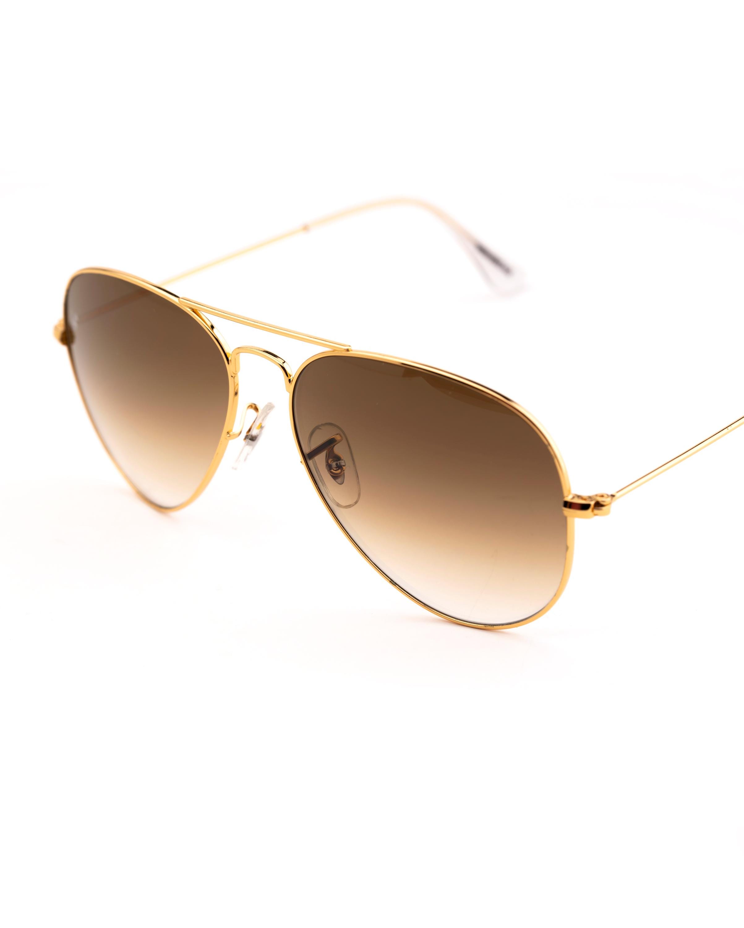 Veda Tinda vision Aviator Sunglasses with gold frame Brown Gradient Lenses Gold Lightweight Flexible Aviator Gradient Sunglasses with  main image 2