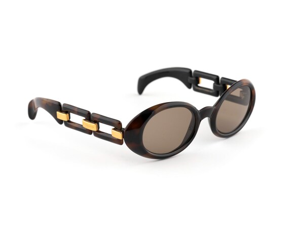 Lagerfeld 4101 Sunglasses, Tortoise Chain Link Temples, Vintage