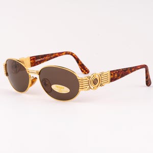 Fendi SL 7034 Vintage Gold Frames - 90s Round Famous Sunglasses Gift for Women and Mens - New Old Stock